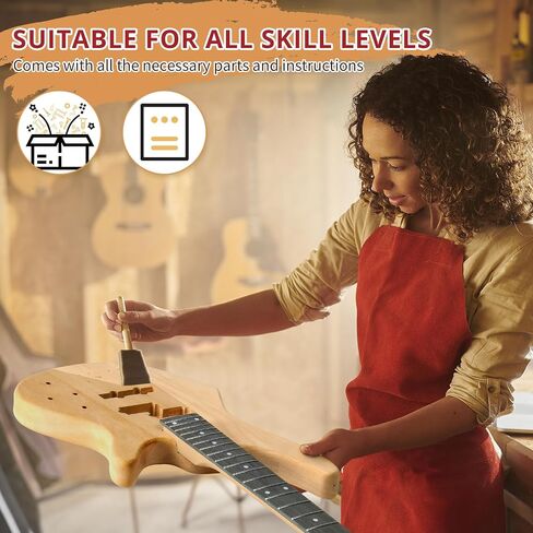 Ktaxon DIY Electric Bass Guitar with Mahogany Body, Ebony Fingerboard and Maple Neck, All Components Included Build Your Own Electric Guitar(KIB) in Saudi Arabia