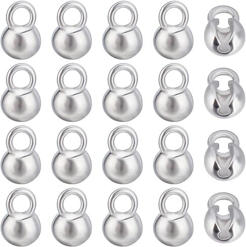 Beebeecraft 1 Box 28Pcs Bead Tips Knot Covers 18K Gold & Platinum Plated Brass 6mm Open Bead Tips Clamshell Fold-Over Bead Covers for Jewelry Making DIY in Saudi Arabia