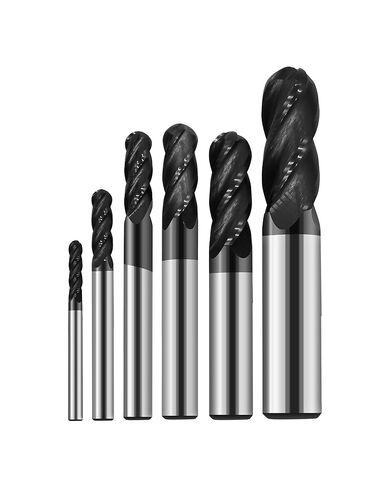 6pcs1/8in ، 3/16in ، 1/4in ، 5/16in ، 3/8in ، 1/2 بوصة طواحن نهاية أنف كربيد الصلبة ، 4 الفلوت ، الحلزون 30 درجة ، بتات CNC المغلفة ببت متوسطة الصلابة ، النحاس ، الحديد in Kuwait