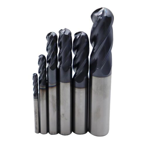 6pcs1/8in ، 3/16in ، 1/4in ، 5/16in ، 3/8in ، 1/2 بوصة طواحن نهاية أنف كربيد الصلبة ، 4 الفلوت ، الحلزون 30 درجة ، بتات CNC المغلفة ببت متوسطة الصلابة ، النحاس ، الحديد in Kuwait