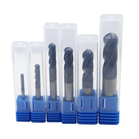 6pcs1/8in ، 3/16in ، 1/4in ، 5/16in ، 3/8in ، 1/2 بوصة طواحن نهاية أنف كربيد الصلبة ، 4 الفلوت ، الحلزون 30 درجة ، بتات CNC المغلفة ببت متوسطة الصلابة ، النحاس ، الحديد in Kuwait