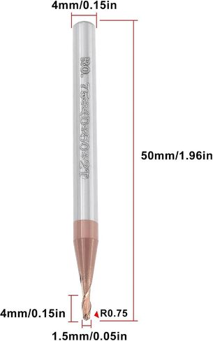 2Pcs 4mm Ball Nose End Mill AlTiN Coated HRC55 Tungsten Carbide for CNC Engraving in Saudi Arabia