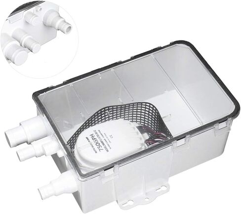 RV Shower Sump Pump Drain System Kit, 12V 750GPH Boat Marine RV Drain Kit Shower Multi Port Sump Box, Built in Automatic Bilge Pump in Kuwait