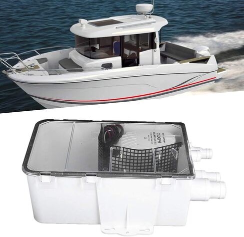 Marine Shower Pump, 12V 750GPH Boat RV Multi Port Drain System Built in Switch, Transparent Cover, Check Valve Ignition Protection for Easy Operation in Saudi Arabia