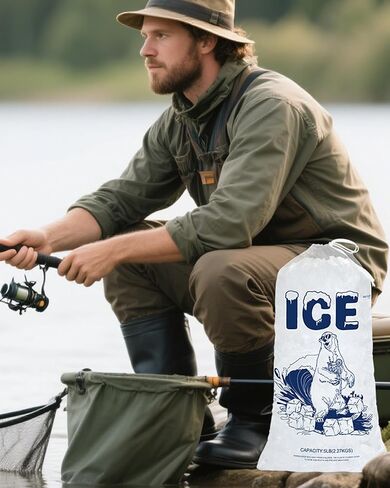 5lb Ice Bags with Drawstring – 50 Pack Reusable Heavy-Duty Plastic Ice Cube Bags for Freezer, Ice Maker, Coolers, Camping, Storage, Leak-Resistant & Food Safe in Kuwait