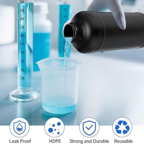 Honeydak 6 PCS Black Darkroom Storage Storage Bottles مجموعات 1000 مل من زجاجات الكاشف البلاستيكي حاويات عينة واسعة من الحاويات مع ستة ألوان أغطية ختم للفصول الدراسية تخزين المنزل in Saudi Arabia