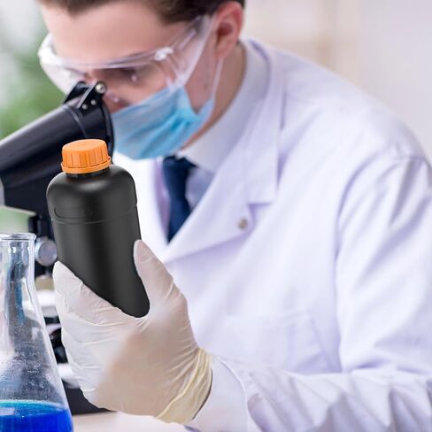 Honeydak 6 PCS Black Darkroom Storage Storage Bottles مجموعات 1000 مل من زجاجات الكاشف البلاستيكي حاويات عينة واسعة من الحاويات مع ستة ألوان أغطية ختم للفصول الدراسية تخزين المنزل in Saudi Arabia