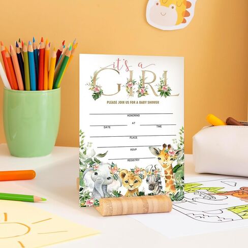 Geuro Baby Shower Invitations for girl, Floral Fill In Invites Cards wih Envelopes, Set of 25. in Kuwait