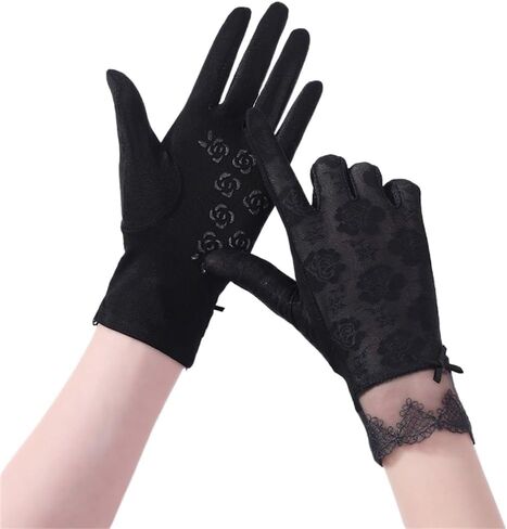 Driving Gloves Women's Ice Silk Breathable Thin Lace Touch Screen Non-slip(D) in Kuwait