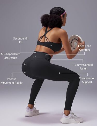 baleaf Sweatleaf Womens High Waisted Leggings, 25" Tummy Control Butt Lifting Yoga Workout Running Pants in Saudi Arabia