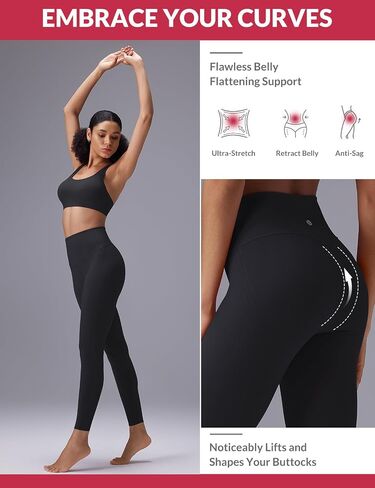 baleaf Sweatleaf Womens High Waisted Leggings, 25" Tummy Control Butt Lifting Yoga Workout Running Pants in Saudi Arabia