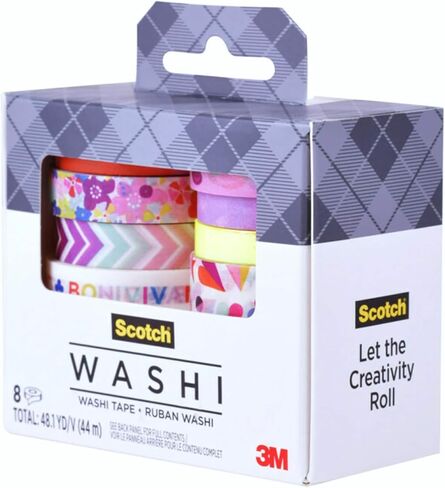 شريط Scotch Washi ، التصميم الحديث التجريدي ، 8 لفات ، رائعة للدورة الرصاصية ، Dragbooking و DIY ديكور (C1017-8-P19) in Saudi Arabia