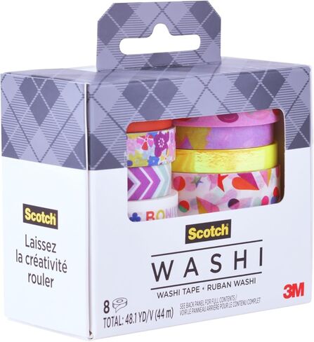 شريط Scotch Washi ، التصميم الحديث التجريدي ، 8 لفات ، رائعة للدورة الرصاصية ، Dragbooking و DIY ديكور (C1017-8-P19) in Saudi Arabia