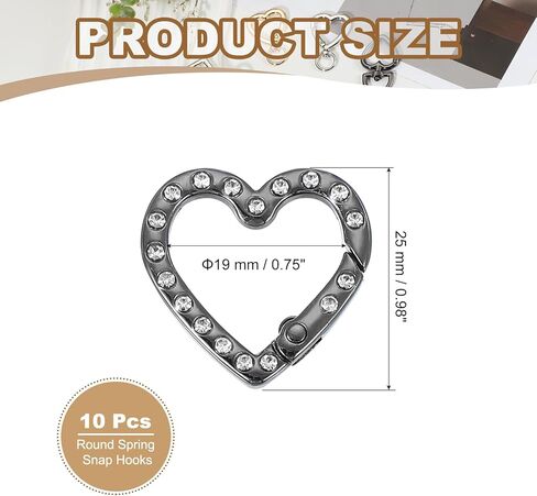 PATIKIL Heart Keychain Clips, Crystal Heart Key Ring Snap Hook Clip Zinc Alloy Trigger Spring Buckle in Saudi Arabia