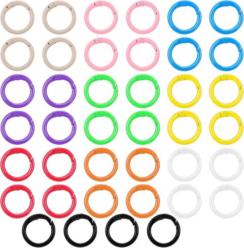 40 PCS 10 ألوان جولة الربيع O حلقات ، المشغل المعدني مقطع مفاتيح السنانير مشبك السنانير O حلقات أبازيم جولة مفاتيح مشبك المشبك زنبرك الربيع لمقاطع لسلاسل المفاتيح DIY ملحقات DIY in Saudi Arabia