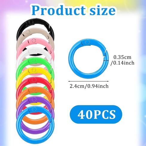 40 PCS 10 ألوان جولة الربيع O حلقات ، المشغل المعدني مقطع مفاتيح السنانير مشبك السنانير O حلقات أبازيم جولة مفاتيح مشبك المشبك زنبرك الربيع لمقاطع لسلاسل المفاتيح DIY ملحقات DIY in Saudi Arabia