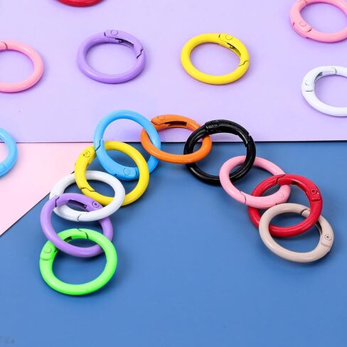 40 PCS 10 ألوان جولة الربيع O حلقات ، المشغل المعدني مقطع مفاتيح السنانير مشبك السنانير O حلقات أبازيم جولة مفاتيح مشبك المشبك زنبرك الربيع لمقاطع لسلاسل المفاتيح DIY ملحقات DIY in Saudi Arabia