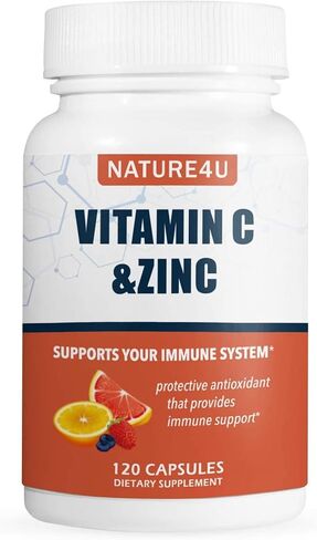 Vitamin C 1000mg with Zinc, Rose HIPS and Citrus Bioflavonoids, Immune Support Supplement Antioxidants Protection, 120 Capsules in Kuwait