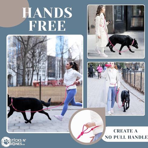 Sticks N' Bones co Hands Free Dog Leash, Waist Leash for Dog Walking, Running, Crossbody, Multifunctional, Adjustable Lengths, Heavy Duty, 2 Dogs, Dual Handle, Slip Lead, Puppy Training. in Saudi Arabia