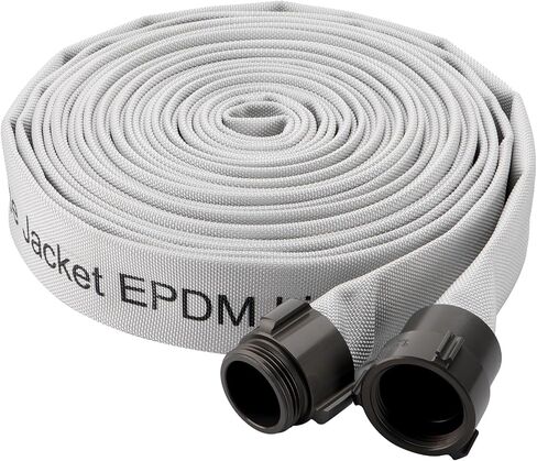 Fire Hose,1-1/2" ID X 100 FT, Single Jacket EPDM Lined, 750 PSI Burst Pressure, Industrial Fire Hose with M × F NST/NH Aluminum Couplings in Saudi Arabia