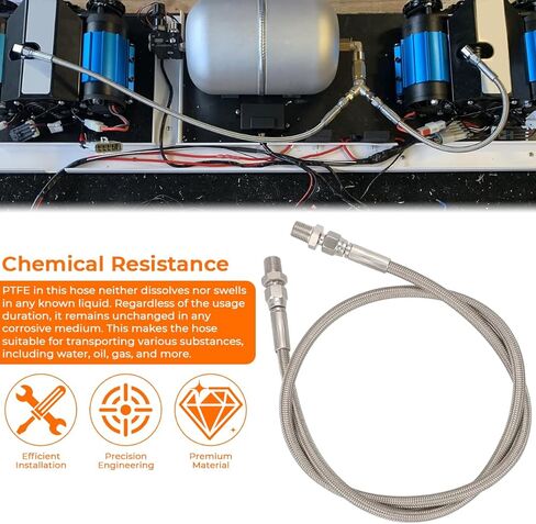 الفولاذ المقاوم للصدأ PTFE خرطوم مقوى 40 "الطول - JIC - 4 أنثى أو 1/4" npt ذكر ، 870psi ، -40 درجة فهرنهايت إلى 400 درجة فهرنهايت ، متوافق مع ARB 740203 in Kuwait