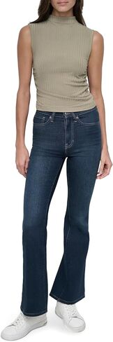 DKNY Women's Ruched Versatile Trendy Everyday Top, Eggnog Silver in Saudi Arabia