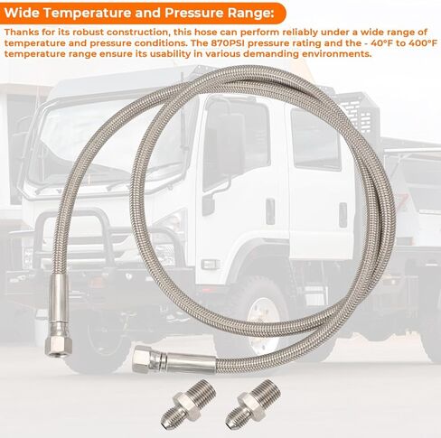 الفولاذ المقاوم للصدأ PTFE خرطوم مقوى 40 "الطول - JIC - 4 أنثى أو 1/4" npt ذكر ، 870psi ، -40 درجة فهرنهايت إلى 400 درجة فهرنهايت ، متوافق مع ARB 740203 in Kuwait