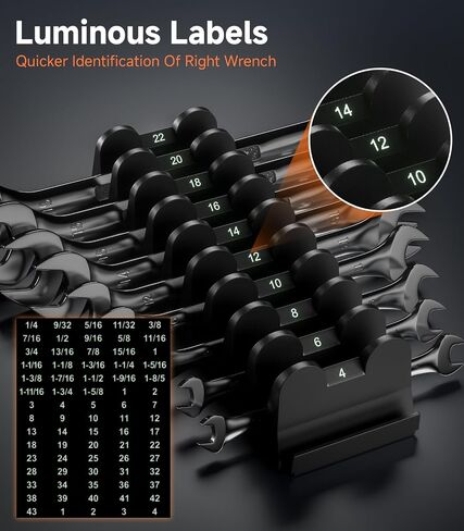 40pcs حامل منظم وجع وحددي - مجموعة تخزين مع Metric & Sae florescent label & anti slip mat ، رف مفصل لدرج صندوق الأدوات ، هدية للأدوات للميكانيكا المهنية الرجال in Saudi Arabia