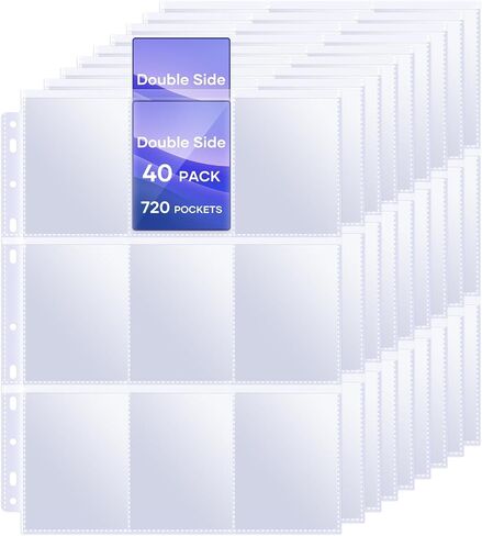 40 Pack 9 Pocket Page Protectors,720 Pockets Double Sided Card Holder Pages for a 3 Ring Binder, Card Protector Sheets Baseball Card Binder,Fit for MTG, TCG, Baseball Standard Cards in Kuwait