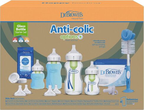 Dr. Brown's Options + Wide-Neck Glass Baby Bottle Starter Set in Saudi Arabia