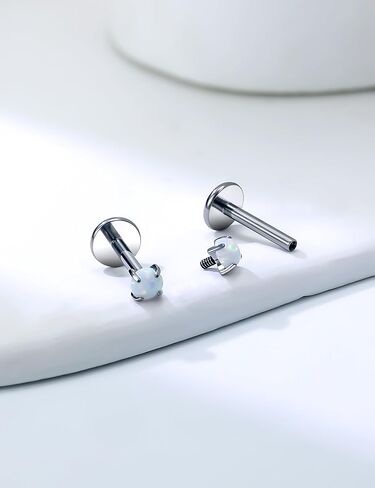 20G 18G 16G داخليًا متمة ASTM F136 Titanium Nose Ring Buds Flat Back Strings G23 Titanium Tragus Helix Conch Cartilage أقراط مثقرة للمجوهرات للنساء الرجال أوبال 2-3 ملم in Saudi Arabia