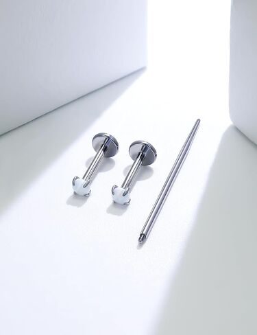 20G 18G 16G داخليًا متمة ASTM F136 Titanium Nose Ring Buds Flat Back Strings G23 Titanium Tragus Helix Conch Cartilage أقراط مثقرة للمجوهرات للنساء الرجال أوبال 2-3 ملم in Saudi Arabia