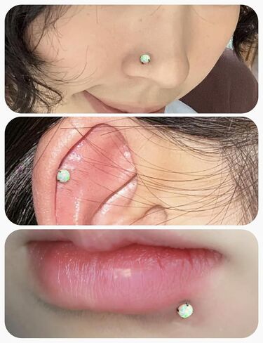 20G 18G 16G داخليًا متمة ASTM F136 Titanium Nose Ring Buds Flat Back Strings G23 Titanium Tragus Helix Conch Cartilage أقراط مثقرة للمجوهرات للنساء الرجال أوبال 2-3 ملم in Saudi Arabia