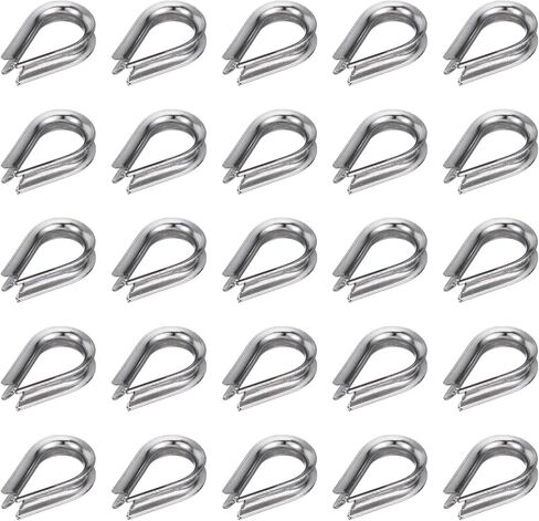 uxcell 3/16" M4 Stainless Steel Thimble, 304 Stainless Steel Wire Rope Cable Thimbles Rigging Marine Grade, Silver 25Pcs in Saudi Arabia