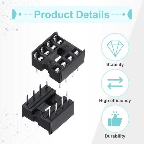meccanixity 60pcs dip ic ic chip socket محول 8 pin ic ick it kit 2.54mm/0.1 "Pitch for Breadboard Project ، تصميم لوحة ثنائي الفينيل متعدد الكلور in Saudi Arabia