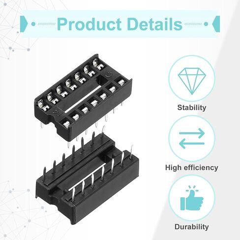meccanixity 60pcs dip ic ic chip socket محول 8 pin ic ick it kit 2.54mm/0.1 "Pitch for Breadboard Project ، تصميم لوحة ثنائي الفينيل متعدد الكلور in Kuwait