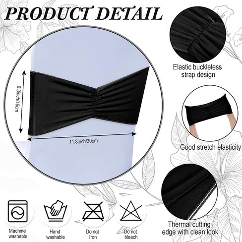 Moukeren 100 Pcs Spandex Chair Sashes Bows Bands Slider Sashes for Chair Covers Elastic Bands Ties Ribbon Decorations for Wedding Party Events Ceremony Birthday Banquet (Dark Green) in Saudi Arabia