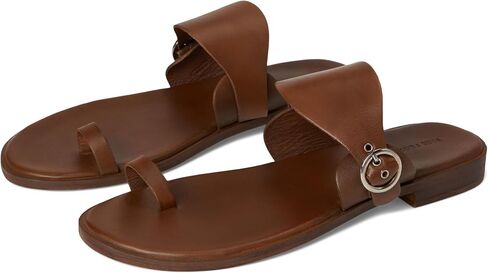Women's Barcelona Slip On Sandal Slides, Black Leather, 6.5 in Saudi Arabia