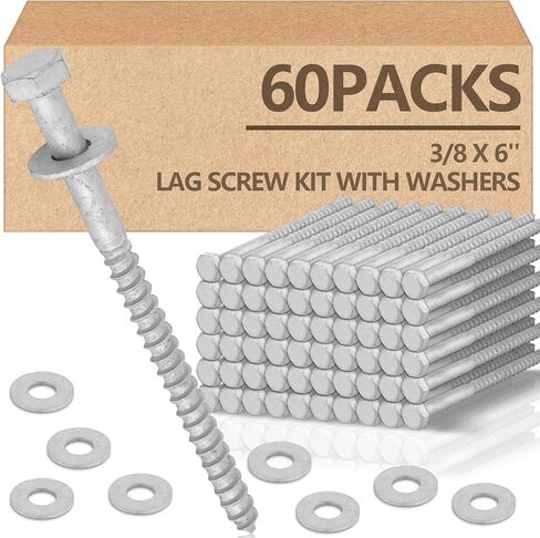 Tandefio 40 Pack 1/2 x 4'' Lag Screw Kit with Washers Hot Dip Galvanized Hex Lag Bolts Heavy Duty Wood Screws for Wood Decks Fences in Saudi Arabia