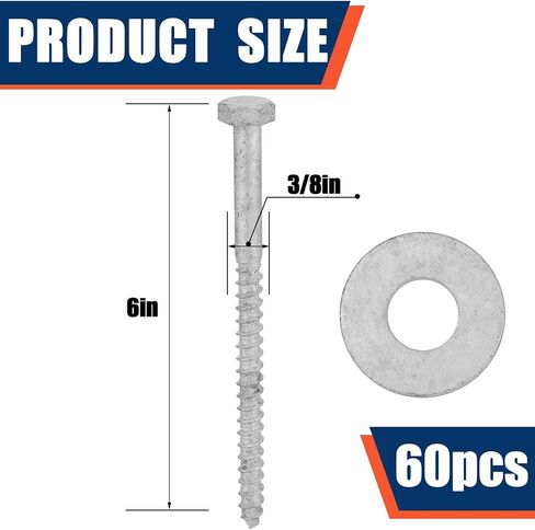 Tandefio 40 Pack 1/2 x 4'' Lag Screw Kit with Washers Hot Dip Galvanized Hex Lag Bolts Heavy Duty Wood Screws for Wood Decks Fences in Saudi Arabia