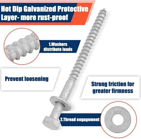 Tandefio 40 Pack 1/2 x 4'' Lag Screw Kit with Washers Hot Dip Galvanized Hex Lag Bolts Heavy Duty Wood Screws for Wood Decks Fences in Saudi Arabia