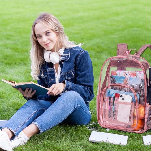 UFNDC Clear Backpack Heavy Duty, See Through PVC Transparent Bookbag, Backpacks for Men and Women - Blue in Kuwait