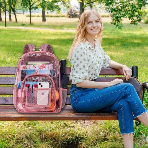 UFNDC Clear Backpack Heavy Duty, See Through PVC Transparent Bookbag, Backpacks for Men and Women - Blue in Kuwait