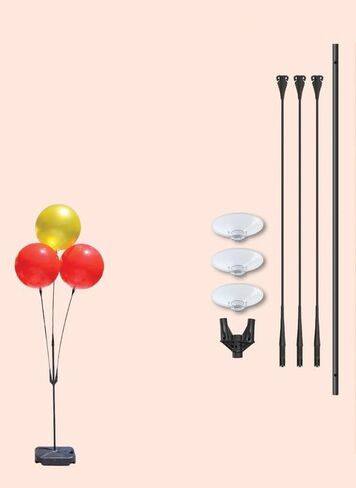 Three Balloon Ground Pole Kit with 46-1/2" Pole, 32" Stems, Adapter Cups, and Cluster Bracket - Reusable Balloon Ground Display Kits - Ideal for Outdoor Decorations and Events - Pack of 4 in Saudi Arabia