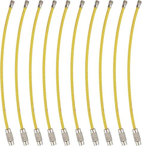10 حزمة ملونة متعددة الأسلاك غير القابل للصدأ كبل سلسلة المفاتيح 6 inch1.5mm مفتاح الفولاذ المقاوم للصدأ مفتاح العلامات (الذهب 10pcs) in Kuwait