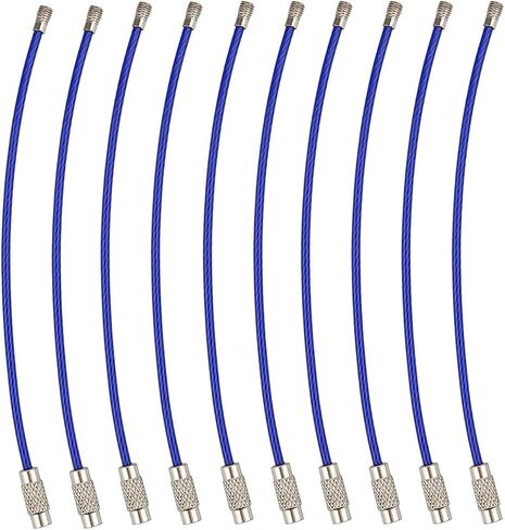 10 حزمة ملونة متعددة الأسلاك غير القابل للصدأ كبل سلسلة المفاتيح 6 inch1.5mm مفتاح الفولاذ المقاوم للصدأ مفتاح العلامات (الذهب 10pcs) in Kuwait