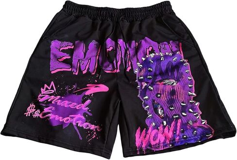 Men's Renaissance Graphic Track Shorts Start Print Y2K Drawstring Waist Drippy Shorts in Saudi Arabia