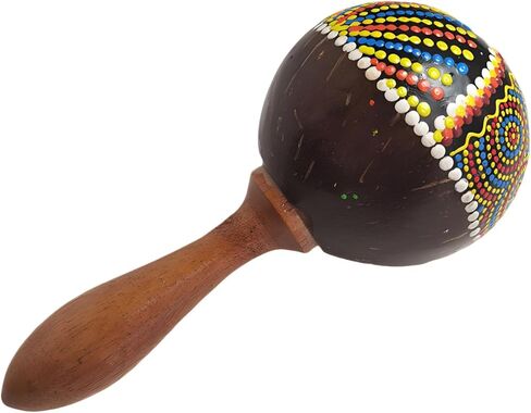 Portable Coconut Shell Maraca, Colorful Shaker With Wooden Handle For Parties, Performances & Gatherings in Saudi Arabia
