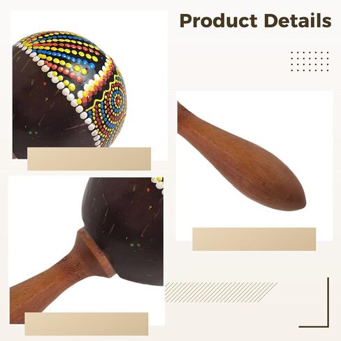 Portable Coconut Shell Maraca, Colorful Shaker With Wooden Handle For Parties, Performances & Gatherings in Saudi Arabia
