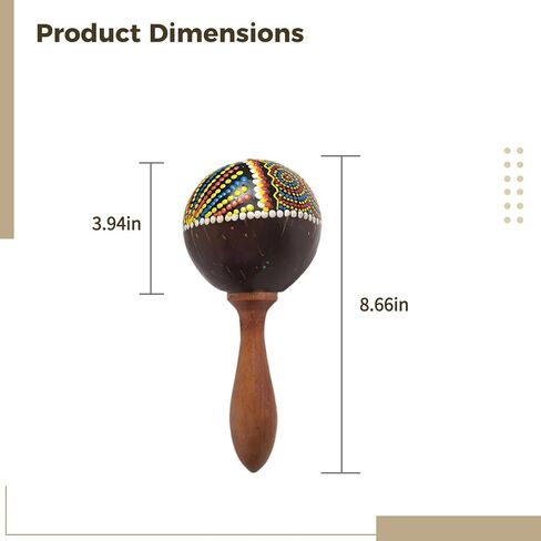 Portable Coconut Shell Maraca, Colorful Shaker With Wooden Handle For Parties, Performances & Gatherings in Saudi Arabia